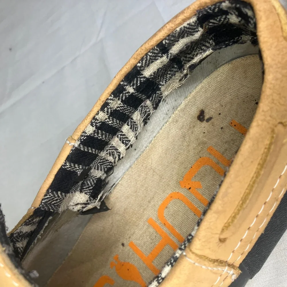 Aquastop Tara Black Tan Leather Duck Shoes Womens 9 Med Steel Shank Loafers